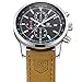 BENYAR Fashion Men's Quartz Chronograph Waterproof Watches Business Casual Sport Design Brown Leather Band Strap Wrist Watch (Silver Black)