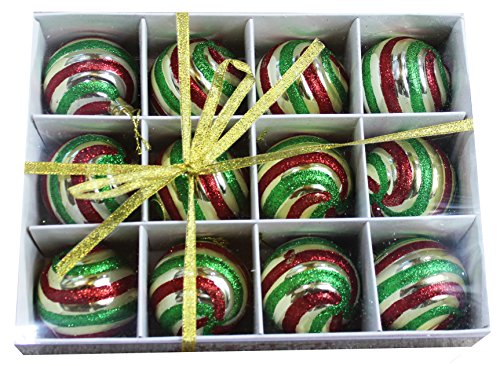 Festive Season Vintage Style Christmas Tree Ornament Balls (Set of 12, 60mm)