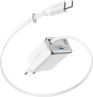 Anker Nano USB C Ladegerät, 35W Max, kompaktes Netzteil, 2 Anschlüsse, Strapazierfähiges & integriertes Anker InstaCord-Kabel zum Ausziehen, Für iPhone 17/16/15 Serie, iPad, Pixel(Keine Powerbank)
