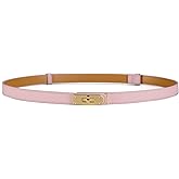 Fianmy Women‘s Thin Leather Belt - Adjustable Gold/Silver Buckle for Office, Wedding & Jeans