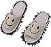 Moolecole Microfiber House Floor Cleaning Mop Slippers Detachable Mopping Shoes Cleaning Tool Fits Mens Size 7-8.5 Brown