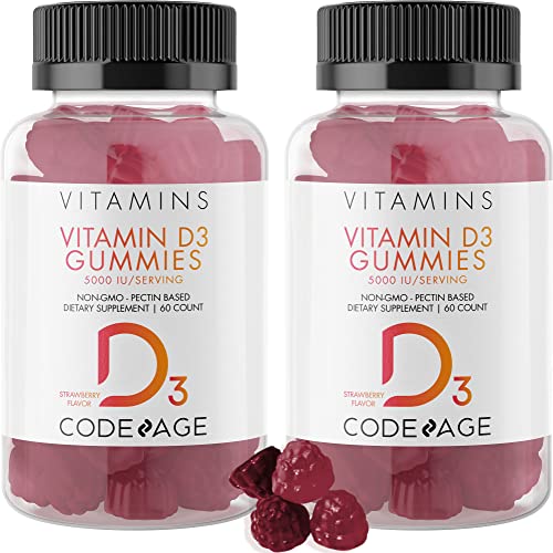 Codeage Vitamin D3 Gummies 2Pack, PectinBased Chewable Vitamin D 5000