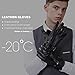 Mens Luxury Touchscreen Italian Nappa Genuine Leather Winter Warm Gloves for Texting Driving Cashmere Lining Blend Cuff (M-8.5'', Black)