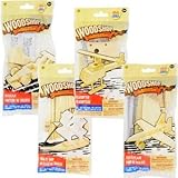 Woodshop DIY Wood Model Kits - Fighter Plane, Race Car, Helicopter (and Sailboat OR Pirate Ship) Kids Set of 4