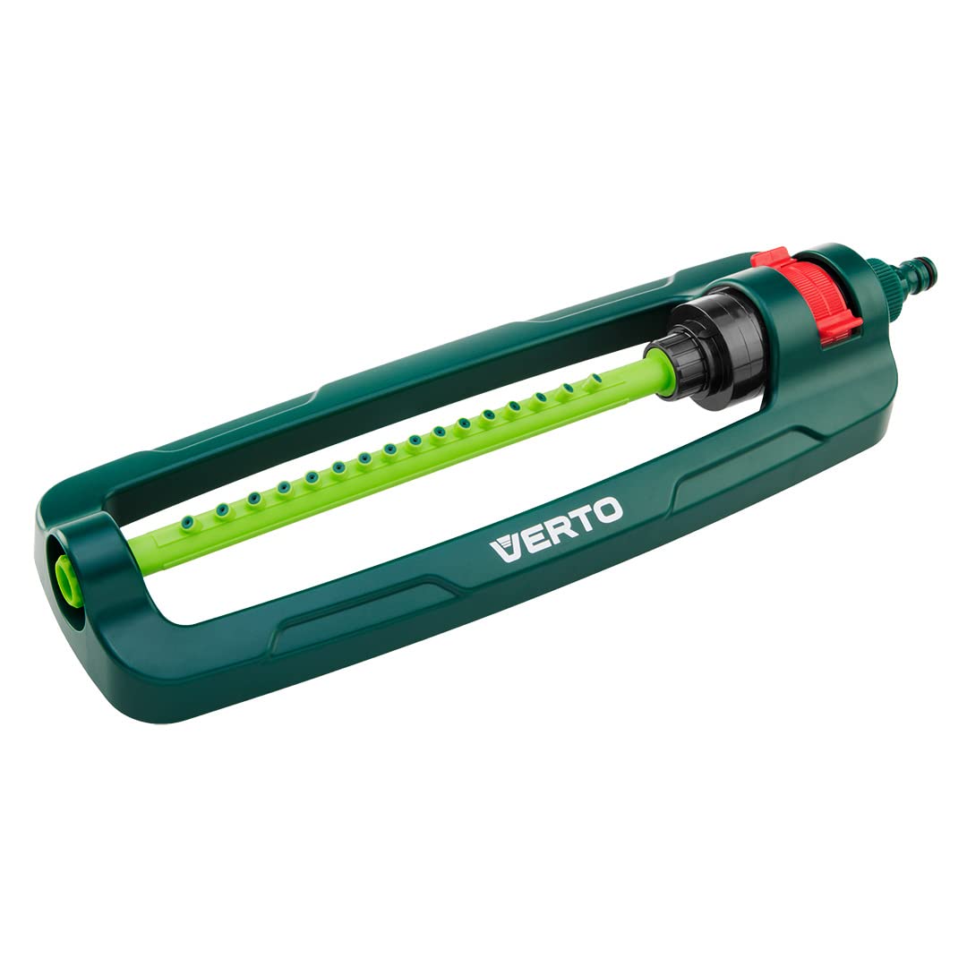 VERTO Square Sprinkler, Adjustable, Plastic, 16 Nozzles, 336 m2 Irrigation Area, Black, Green