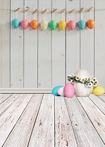 5x7ft Easter Egg Theme Photography Backdrop With White Wood Floor Backgrounds Vinyl Customized Photo Studio Props FHJ-002