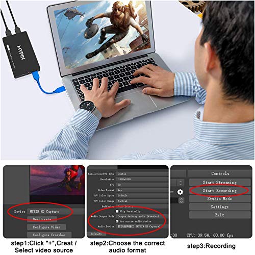 MYPIN USB3.0 HDR 4K Capture Card for Live Streaming, Capture 1080P