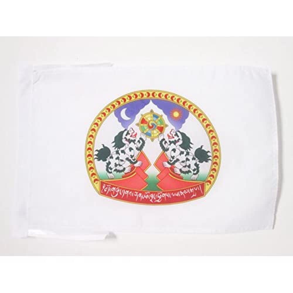 AZ FLAG - Tibet Coat of arms Flag - 18'' x 12'' - 100% Polyester Tibetan - Buddhist Small Banner with Two Cords - Fade Resistant - Vivid Colors - 18x12 in - 45x30 Cm — image 1