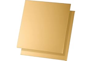 Eowpower 2 Pieces Brass Sheet Plate 6x6 inches x 24 Gauge, 0.5 mm Thickness, No Scratches, Double Sided Film