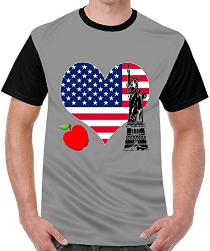 UMPursue Love New York Men Casual T Shirts Short Sleeve T-Shirts Dark Gray
