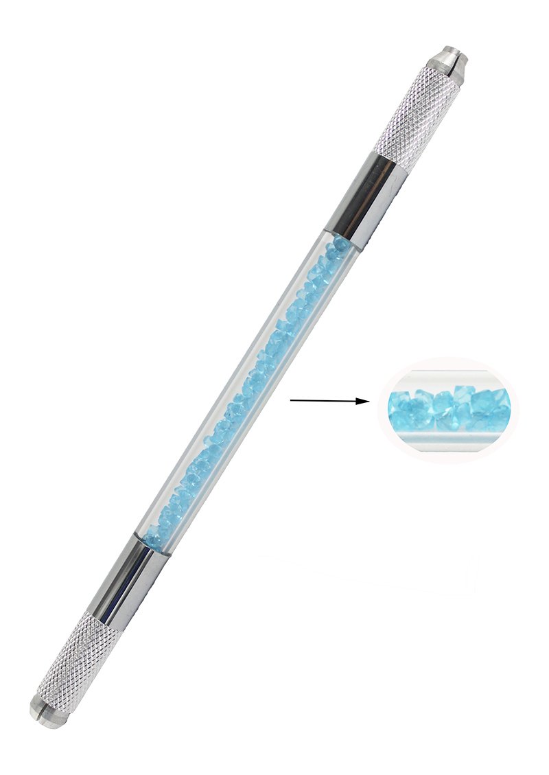 Xiaoyu 3 in 1 Crystal Multifunction Manual Tattoo Permanent Makeup Eyebrow Pen Microblading Pen - Blue