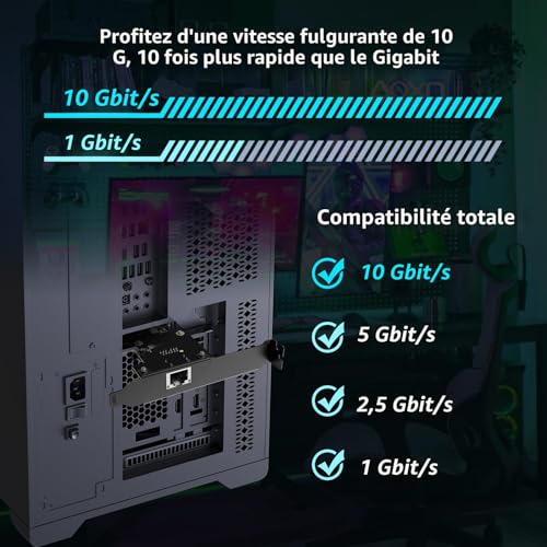 PCIe 10G Network Card, YuanLey 10G Base-T Ethernet Card with Marvell AQC113 Controller, PCIe to 10Gb RJ45 Ethernet NIC, Compatible with PCI Express X1, X4, X8, X16
