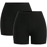 WDIRARA Women's 2 Pack Bikers Shorts High Waisted Workout Running Yoga Gym Short Leggings