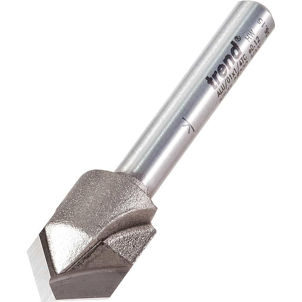 Trend Professional Alucobond 45-Degree V Groove Cutter, 1/4 Inch Shank, 13mm Cut Diameter & 10mm Cut Length, ALU/01X1/4TC