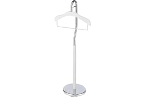 PROMAN PRODUCTS Proman Proudcts Amber Freestanding Valet Stand Coat Rack Organizer for Men and Women with Hanger, Trouser Bar, White
