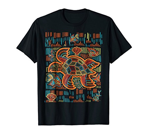 Sea Turtle Shirt Inspired By Mola Artwork of Panama Kuna T-ShirtOEKO-TEX STANDARD 100
