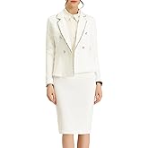 Allegra K Women's 2 Piece Skirt Sets Tweed Trim Long Sleeve Blazer Pencil Skirt Business Suits Work Outfits