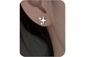 PANSHI Sterling Silver Post Earrings Star Stud Earrings for Women Teen Trendy Hypoallergenic Small Post Pierced Studs Earrings Jewelry Gifts