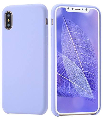 iPhone X Case, Felico iPhone X Silicone Slim Case [Flexible] [Shock Absorbing] Liquid Silicone Gel Rubber Shockproof Cover with Soft Microfiber Cloth Lining Cushion Case for Apple iPhone X 5.8" Purple