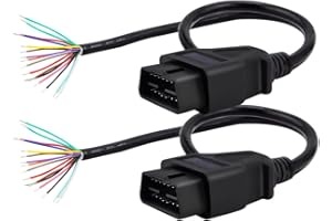 iKKEGOL Pack of 2 16 Pin J1962 OBD2 OBD-II Male Connector to Open Plug Wire, OBD Diagnostic Extension Cable Pigtail for DIY x