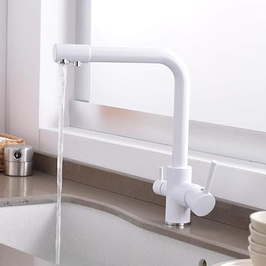 Reverse Osmosis Faucet for Kitchen Sinks White 360 Rotating Single