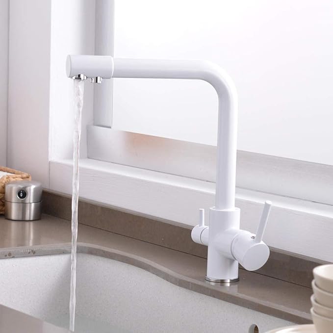 Reverse Osmosis Faucet for Kitchen Sinks White 360 Rotating Single