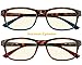 Success Eyewear Computer Glasses 2 Pair Anti Glare Spring Hinge Ombre Color Computer Reading Glasses for Men and Women Set of Havana Blue and Havana Red 2