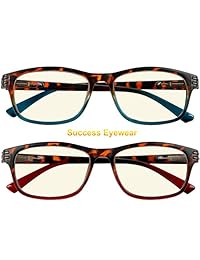 2 pares de anteojos de computadora antirreflejos con bisagra de resorte Ombre Color para hombres y mujeres