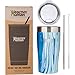 Healthy Human Stainless Steel Tumbler with Straw & Lid | Splash Proof Insulated Travel Cup | Eco-Friendly Coffee Tumblers | Water Cups with Straws Cleaner and Splash Proof Lids (20oz, Ocean Tide)
