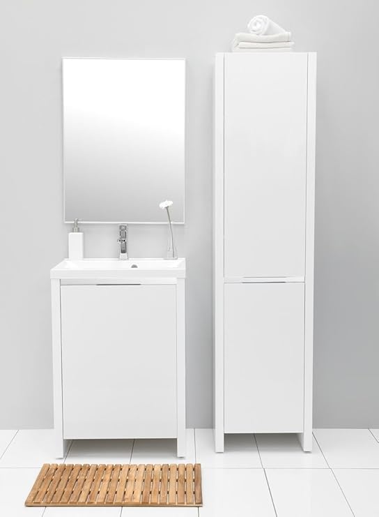 Badmöbel Set "PACIFIC III" 60 cm Weiß Hochglanz Badezimmer Möbel mit