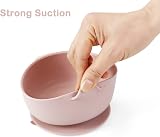 PandaEar 3 Pack Silicone Baby Bowls with Suction Lids Pink Rose Linen view 5