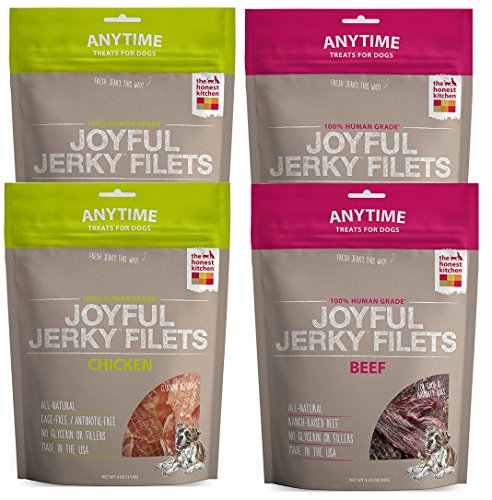 The Honest Kitchen Joyful Jerky: Natural Human Grade Dehydrated Jerky Dog Treats, Filets Variety