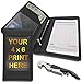 Malanka 5x9 Server Book for Waitress Waiter Organizer - with Cash Money Zipper Pocket Pen Holder Fits Restaurant Guest Check Order Pad and Apron - 4x6 Clear Pocket and Wine Opener Included (Black)