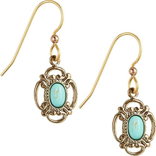 Silver Forest Turquoise Blue Filigree Earrings One Size Turquoise blue/gold tone