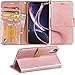 Arae Wallet Case Designed for iPhone XR PU Leather flip case Cover [Stand Feature] with Wrist Strap and [4-Slots] ID&Credit Cards Pocket for iPhone XR 6.1 inch - Rose Gold