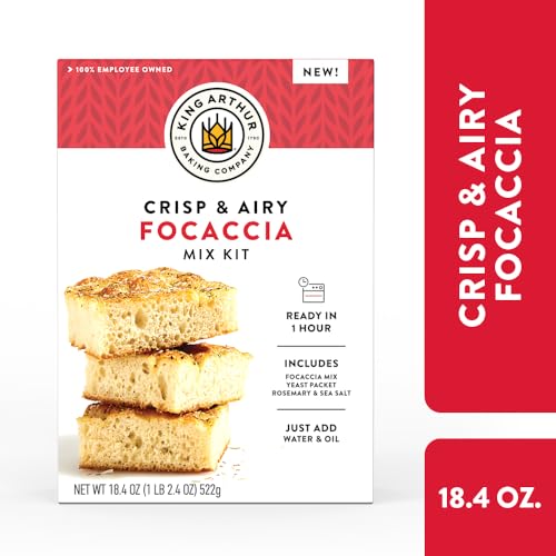 KING ARTHUR BAKING COMPANY CRISP & AIRY FOCACCIA MIX KIT 18.4 OZ., BAKING MIX – READY IN 1 HOUR