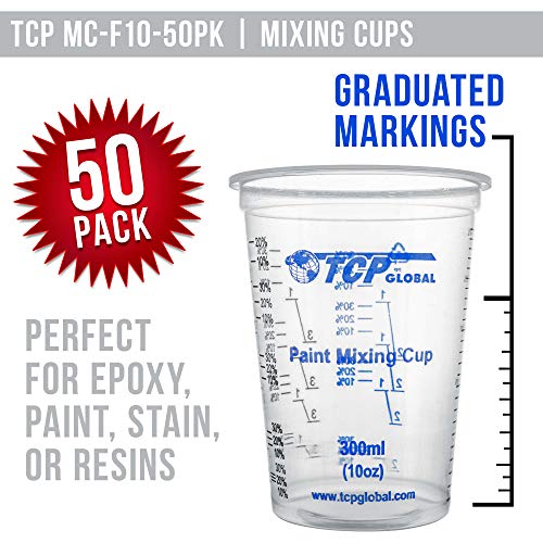 TCP Global 10 Ounce (300ml) Disposable Flexible Clear Graduated Plastic