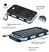 F.Dorla 20000mAh Power Bank Solar Charger Waterproof Portable External Battery USB Charger Built in LED light with Compass for iPad iPhone Android cellphones, 9 Colors Avaliable (Black+Blue)