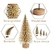 OurWarm 24pcs Mini Christmas Trees, Small Frosted Sisal Christmas Trees, Bottle Brush Trees for Christmas Table Top Decor Winter DIY Crafts Green, Gold and Ivory