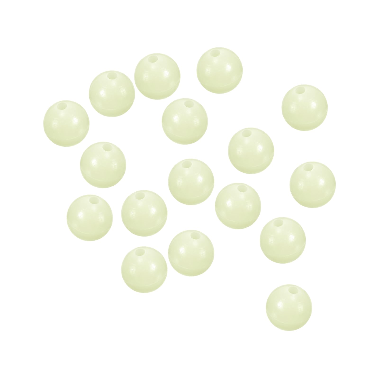 PATIKIL 12mm Glow Fishing Beads, 100Pcs Plastic Round Rubber Luminous Fishing Bait Eggs Rig Bead Tackle Lures Accessories with Storage Box, White