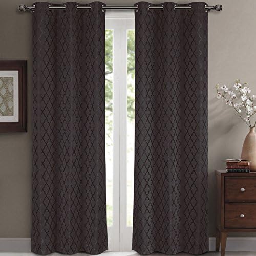 Willow Pair Jacquard Blackout Thermal Insulated Window Panels (84 x 108" Pair. (42 x 108 inches each) Color : Charcoal