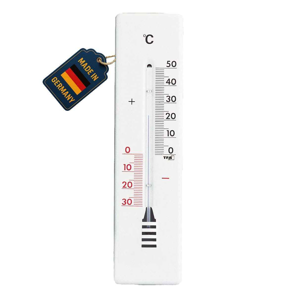 TFA Dostmann Analogue Indoor/Outdoor Thermometer Metal Weatherproof 26 cm High White