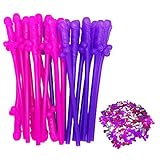 24 Pack Bachelorette Party Drinking Straws for Girls Night Out Bachelor Supplies Favors Party Gift Idea (Colorful Straws 24 Pack with 1 pack Confetti)