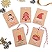 KUUQA 50 Pieces Kraft Paper Christmas Note Tags for Christmas Note Tags Wrapping Label with Hanging Rope, 5 Different Design