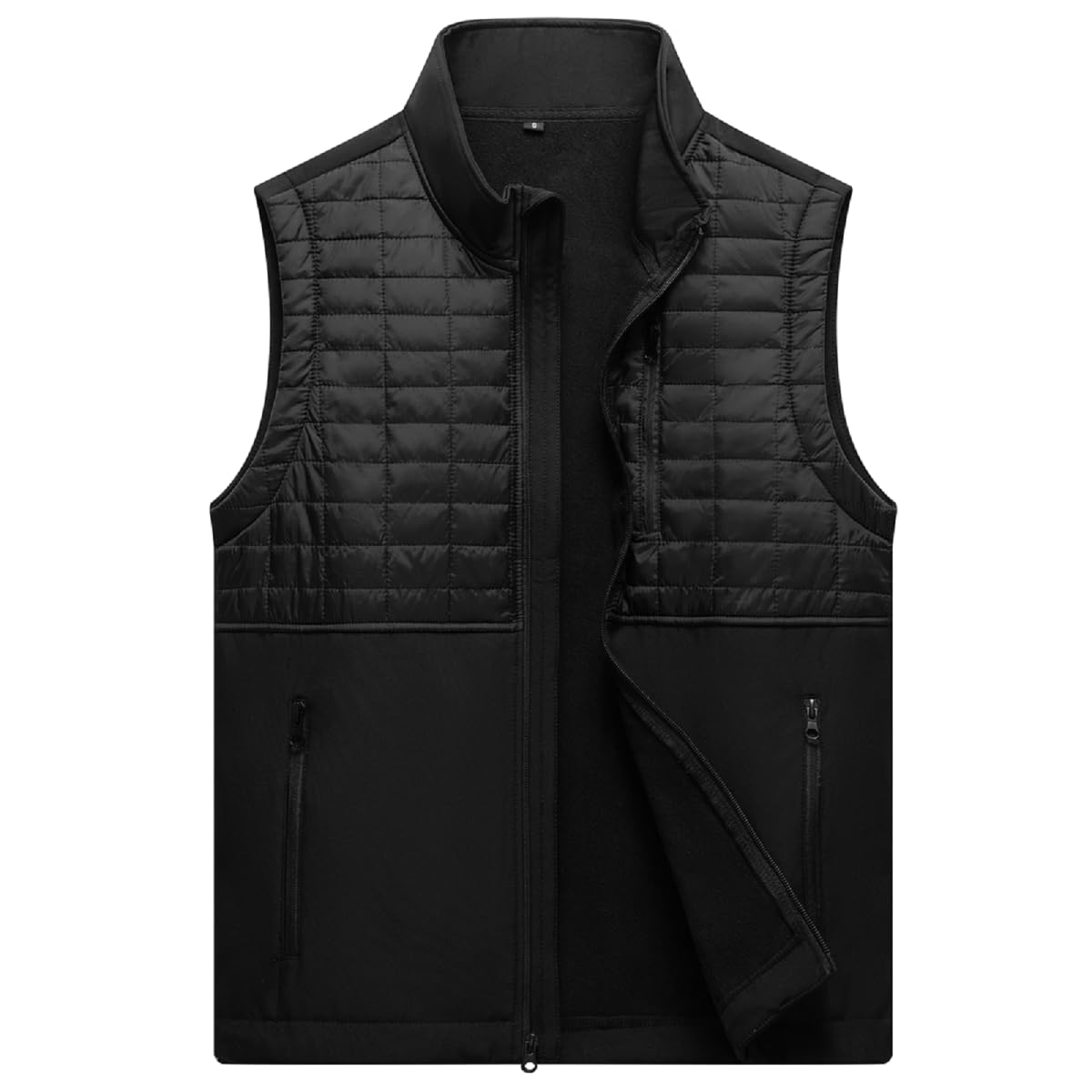 AKuVoL Men's Windproof Softshell Vest Zip Up Fleece Lined Lightweight Sleeveless Jacket for Skiing Hiking Running Black XL