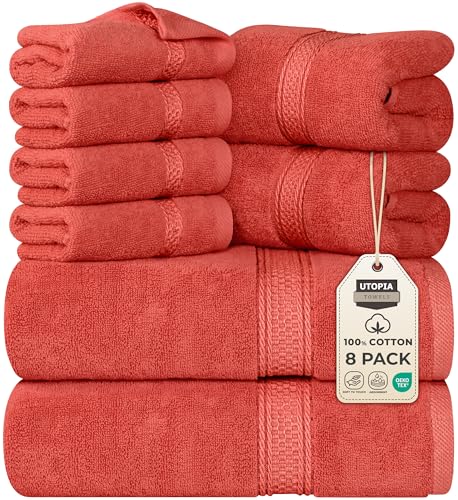 Utopia Towels 8 teilig Handtücher Set aus Baumwolle, Koralle