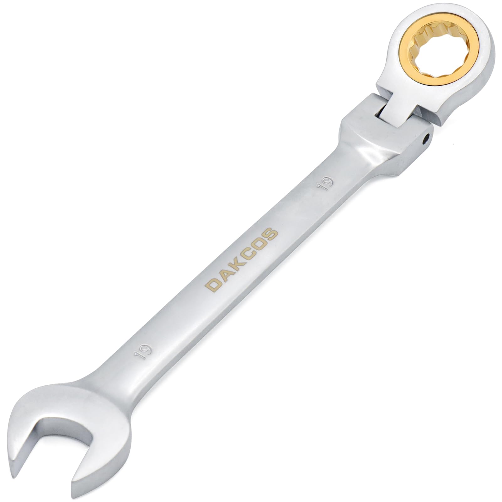 DAKCOS 19mm Flexible Head Spanner Dual Heads Ratchet Combination Wrench Spanner Chrome Vanadium Steel