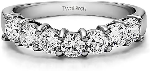 Charles Colvard Moissanite Wedding Ring in 10k White Gold(0.42Ct) Size 3 to 15 in 1/4 Size Interval