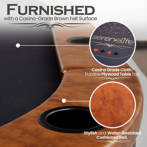 SereneLife-Foldable-and-Portable-PokerCasino-Table-Game-Table-for-10-Players-Casino-Grade-Cloth-with-Stylish-and-Water-Resistant-Cushioned-Rail-with-Ten-Drink-Holders-SLPT720