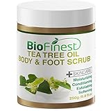 Biofinest Tea Tree Oil Body & Foot Scrub: with Dead Sea Salt, Jojoba Oil, Essential Oils - Best for Athlete Foot/ Fungus/ Acne/ Warts (250g)
